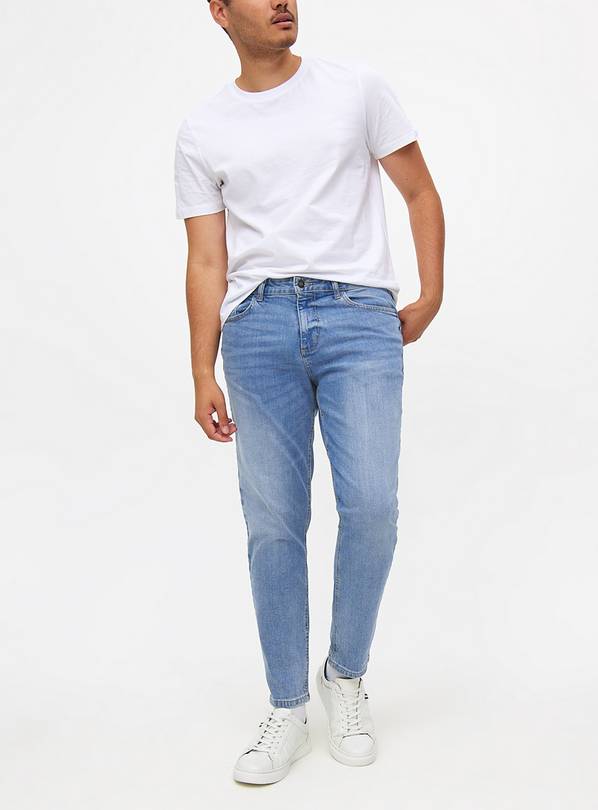 Blue Mid-Wash Tapered Jeans 30R